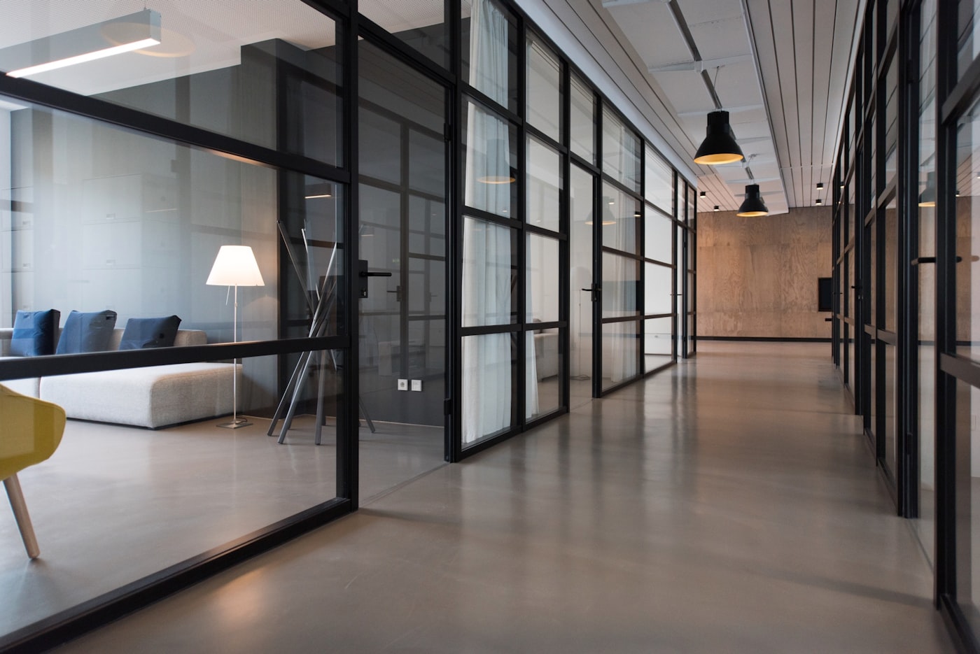 Bright open-plan office with desks and natural light